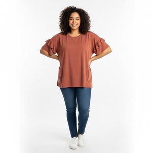 🌟🌟Aerie Short Sleeve Ruffle Top - Rust
